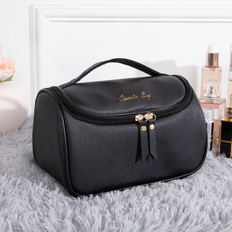 HK8158 Large Capacity Waterproof Toiletry Bag Portable Travel PU Leather Makeup Cosmetics Carrying Bag