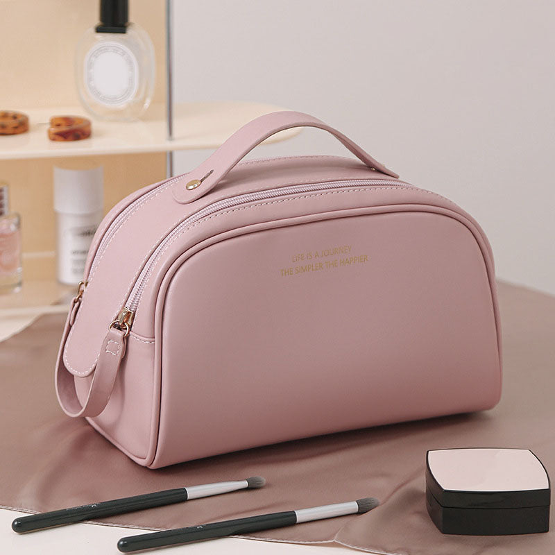 HK8301 Large Capacity Portable Makeup Cosmetics Bag Dual Zipper Portable Toiletry Organizer Bag