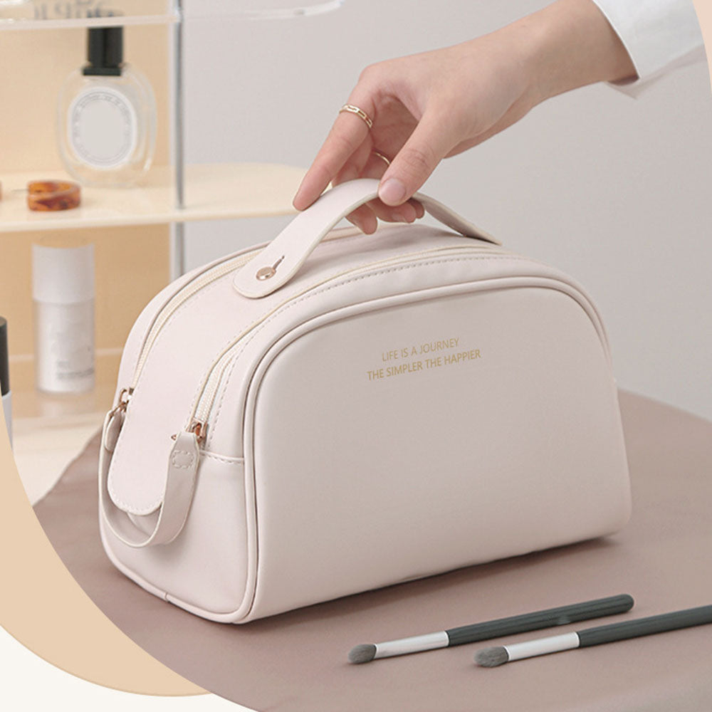 HK8301 Large Capacity Portable Makeup Cosmetics Bag Dual Zipper Portable Toiletry Organizer Bag