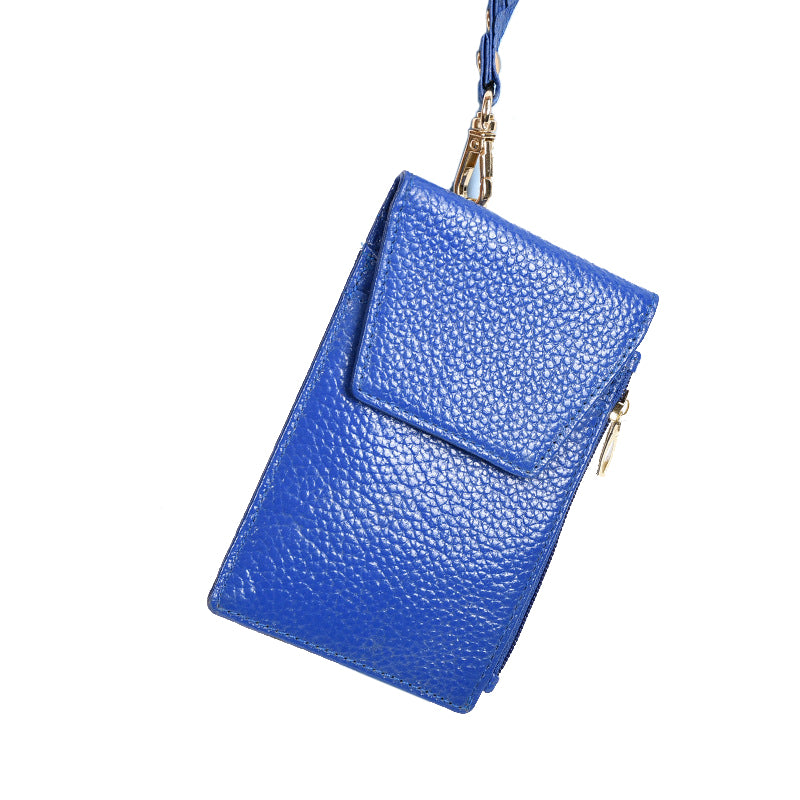 AP95 Portable Cowhide Leather Multifunction Work Card Bus Card Storage Bag Zipper Pocket Design Cards Holder Bag