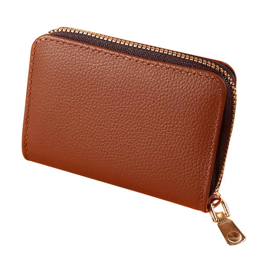 188 Solid Color PU Leather 9 Card Slots Cash Cards Storage Bag Mini Zipper Wallet