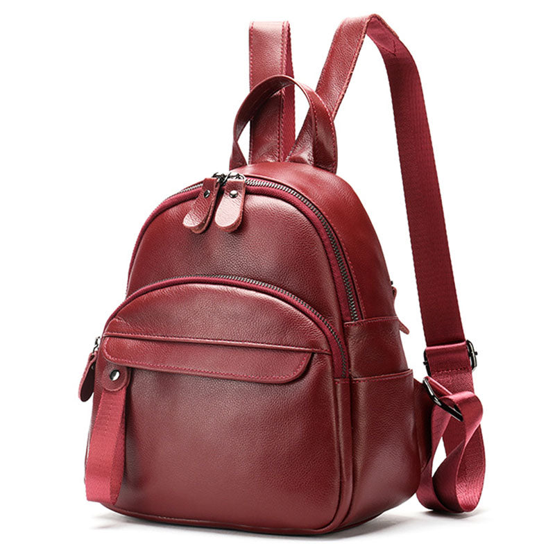 319 Anti-Wear Top-Layer Cowhide Leather Backpack Women's Shoulders Bag Travel Daypack