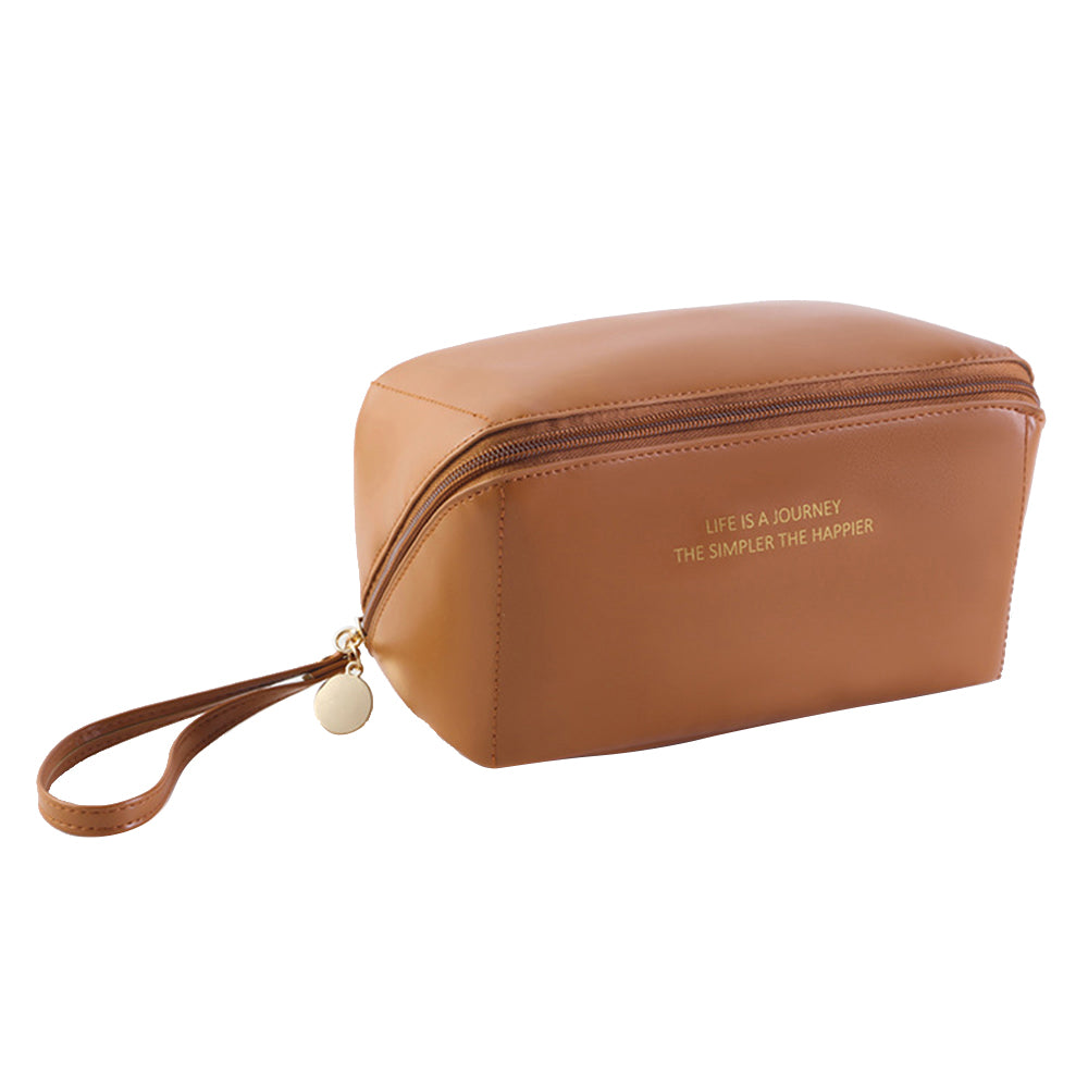 HK8293 S Size Stylish PU Leather Travel Zipper Makeup Toiletries Bag Portable Cosmetics Storage Bag