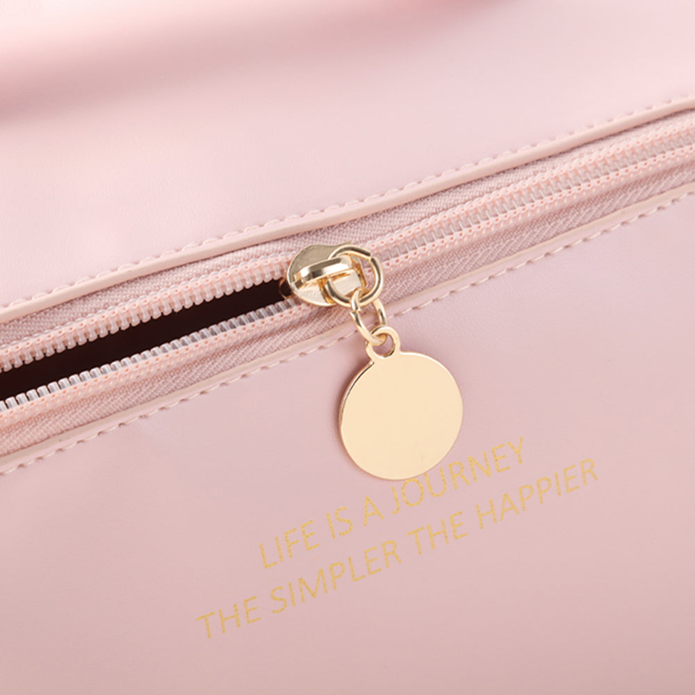 HK8293 S Size Stylish PU Leather Travel Zipper Makeup Toiletries Bag Portable Cosmetics Storage Bag