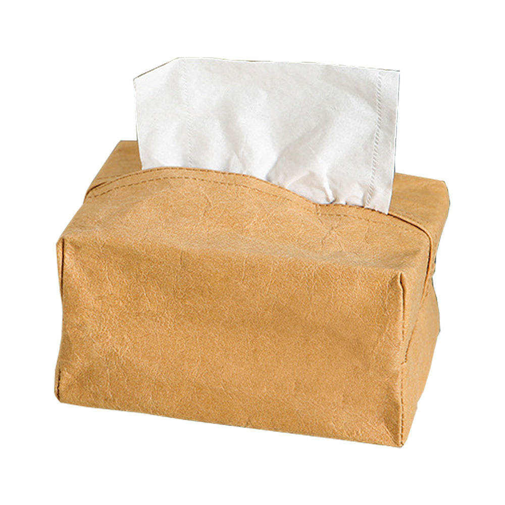 Kraft Paper Tissue Box Cover Simple Style Napkin Facial Paper Tissue Box Holder for Car Bathroom Living Room
