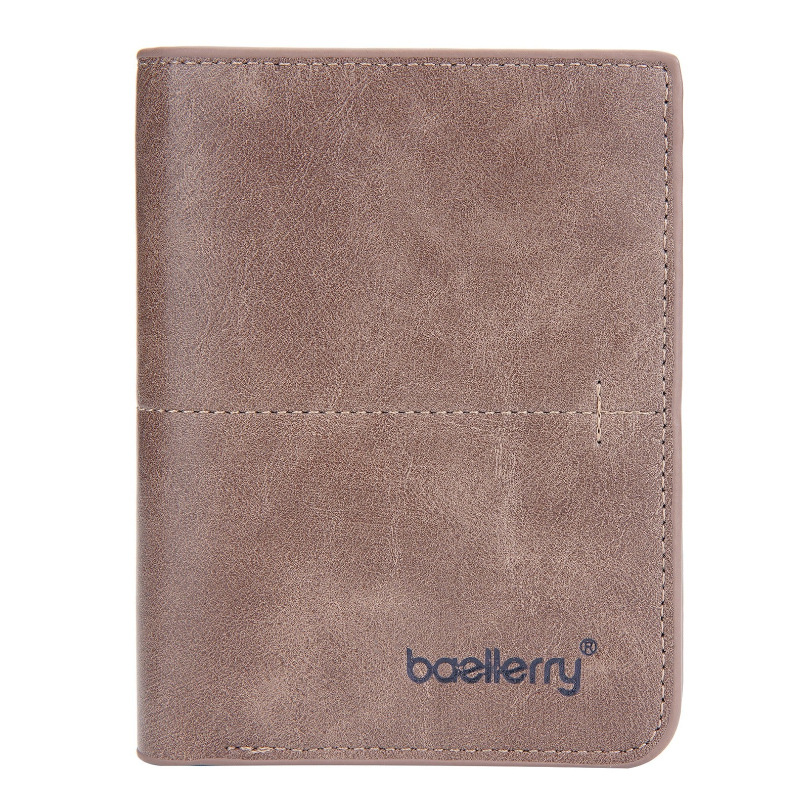 BAELLERRY D3242 Bifold Short Men's Wallet Vintage PU Leather Card Slots Coin Holder Bag Strong Stitching Zipper Security Wallet