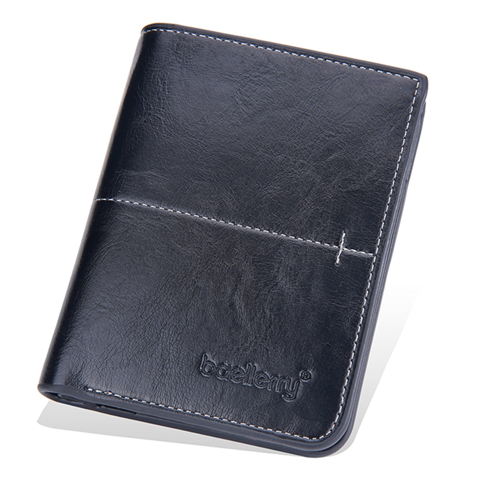 BAELLERRY D3242 Bifold Short Men's Wallet Vintage PU Leather Card Slots Coin Holder Bag Strong Stitching Zipper Security Wallet