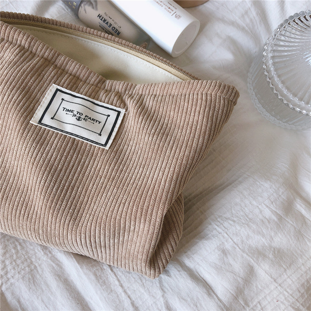 602 Corduroy Toiletries Purse Makeup Storage Pouch Cosmetic Organizer Bag Hand Carrying Pouch