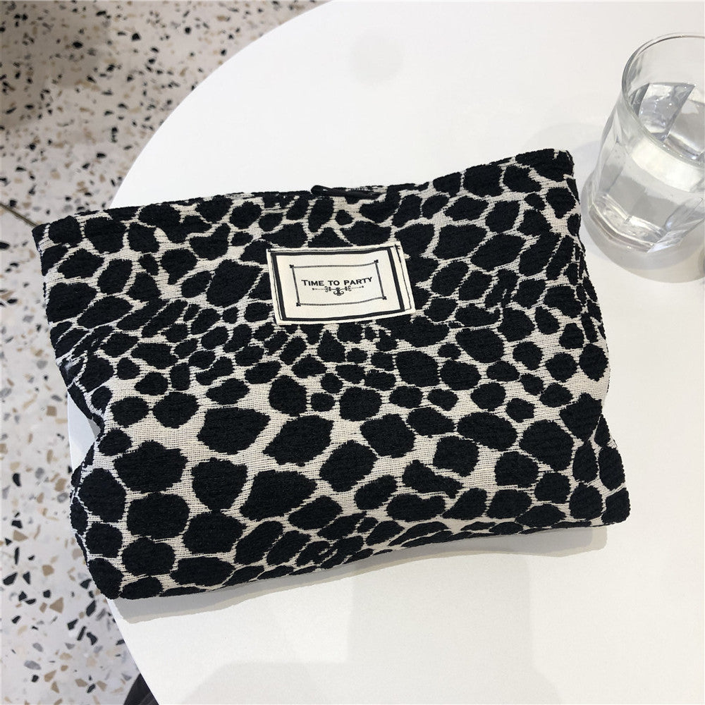 597 Stylish Pattern Makeup Storage Pouch Wear-resistant Canvas Toiletries Women Teen Girls Cosmetic Organizer Travel Bag