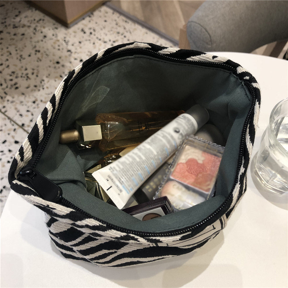 597 Stylish Pattern Makeup Storage Pouch Wear-resistant Canvas Toiletries Women Teen Girls Cosmetic Organizer Travel Bag