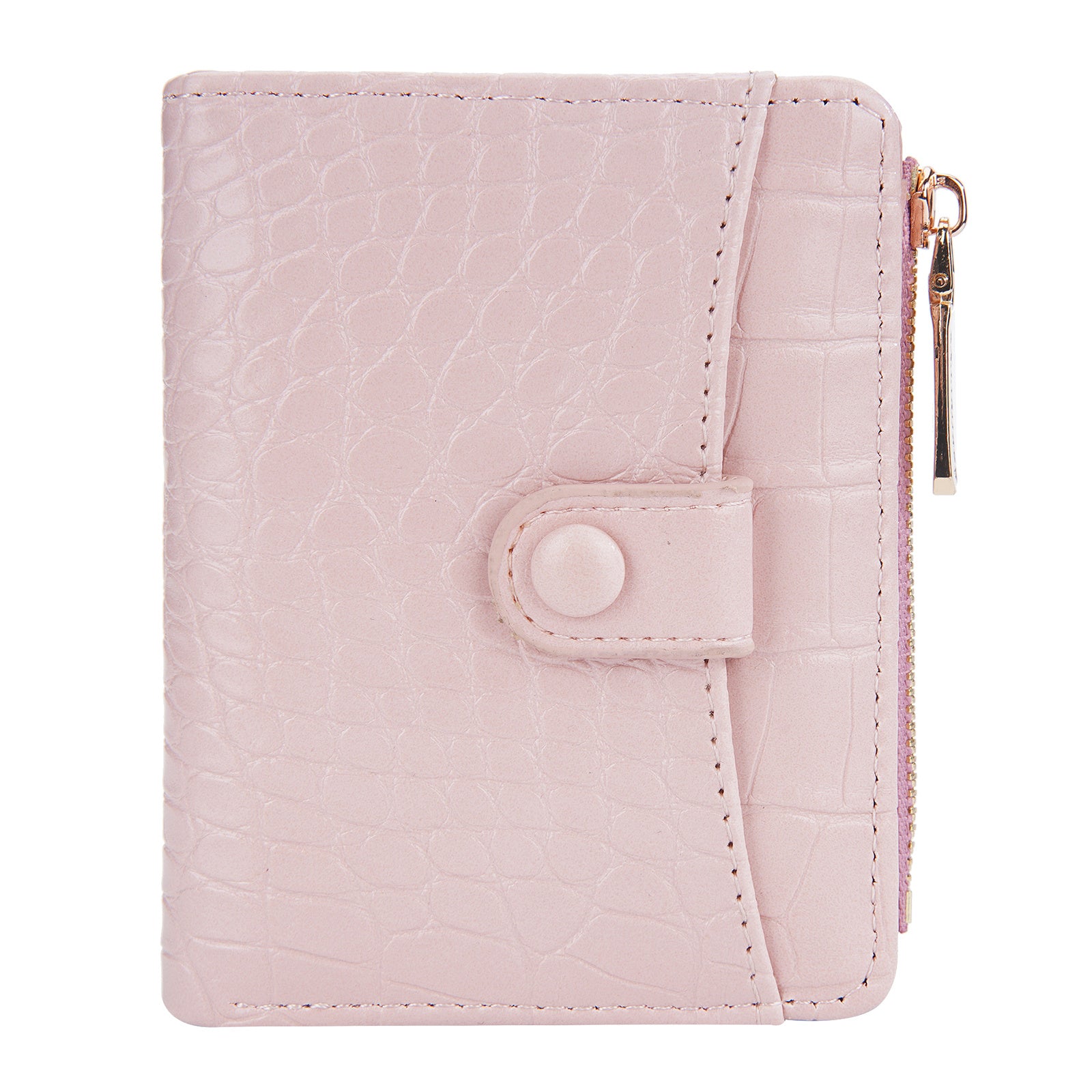 BAELLERRY N2381 Women Multiple Card Slots Crocodile Texture PU Leather Bi-fold Short Wallet with Zipper Pocket