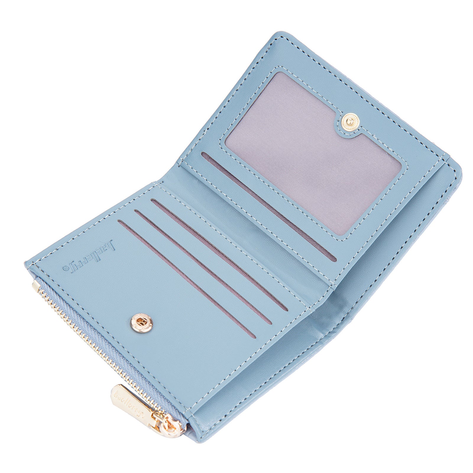BAELLERRY N2381 Women Multiple Card Slots Crocodile Texture PU Leather Bi-fold Short Wallet with Zipper Pocket