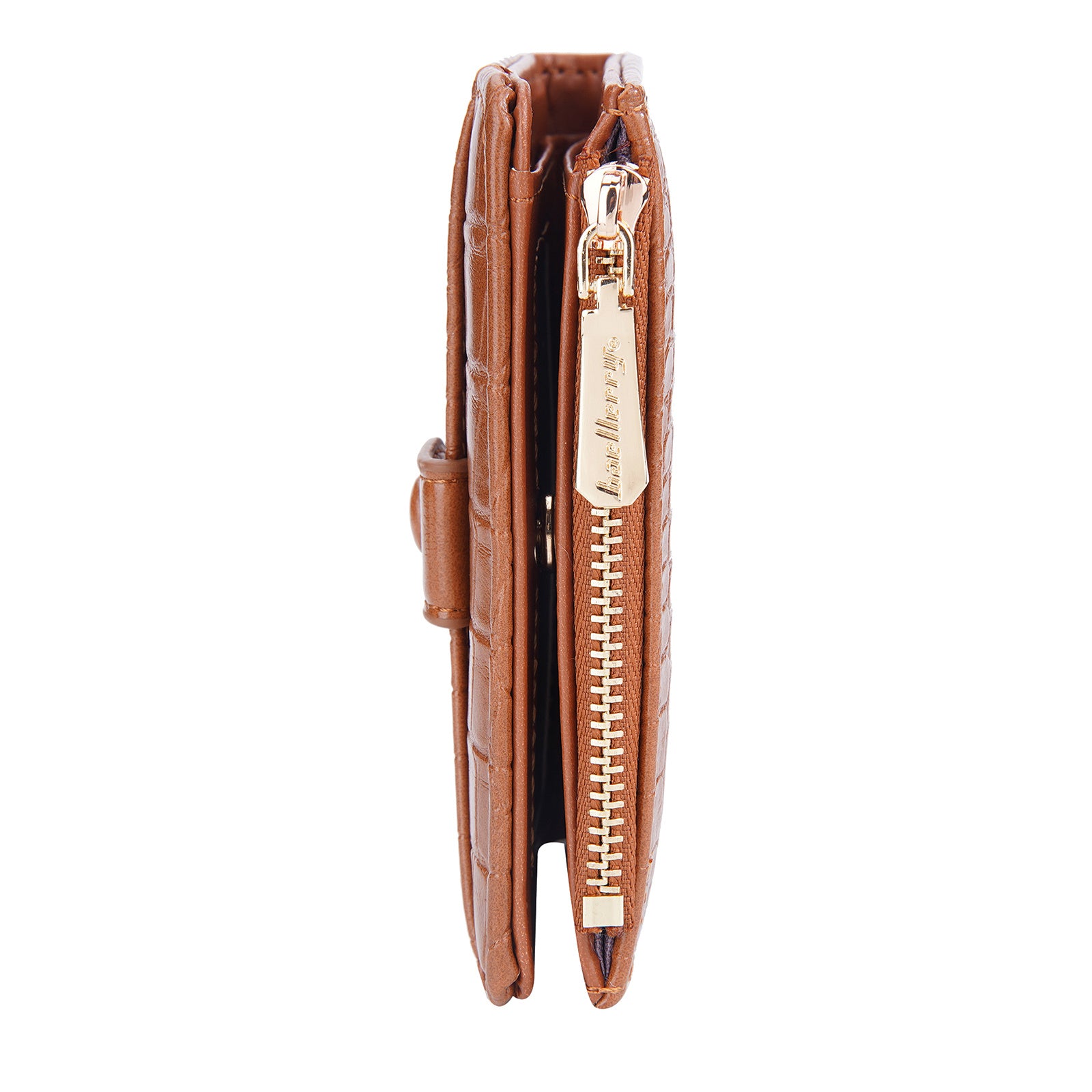 BAELLERRY N2381 Women Multiple Card Slots Crocodile Texture PU Leather Bi-fold Short Wallet with Zipper Pocket
