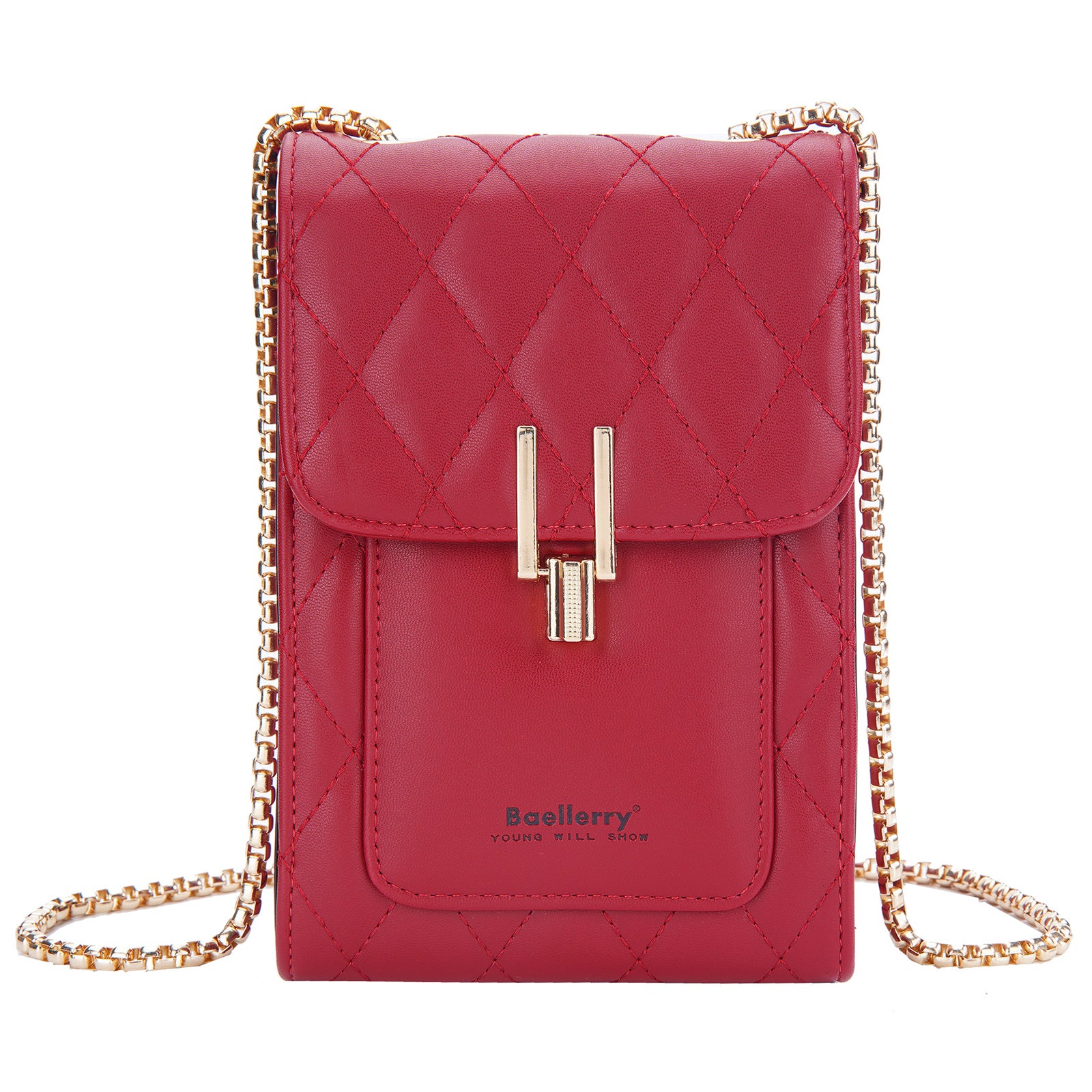 BAELLERRY N3247 Rhombus Stitching Lines Cellphone Bag Women Crossbody Mini Wallet