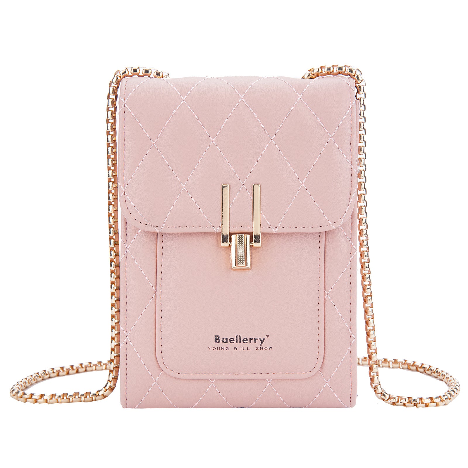 BAELLERRY N3247 Rhombus Stitching Lines Cellphone Bag Women Crossbody Mini Wallet