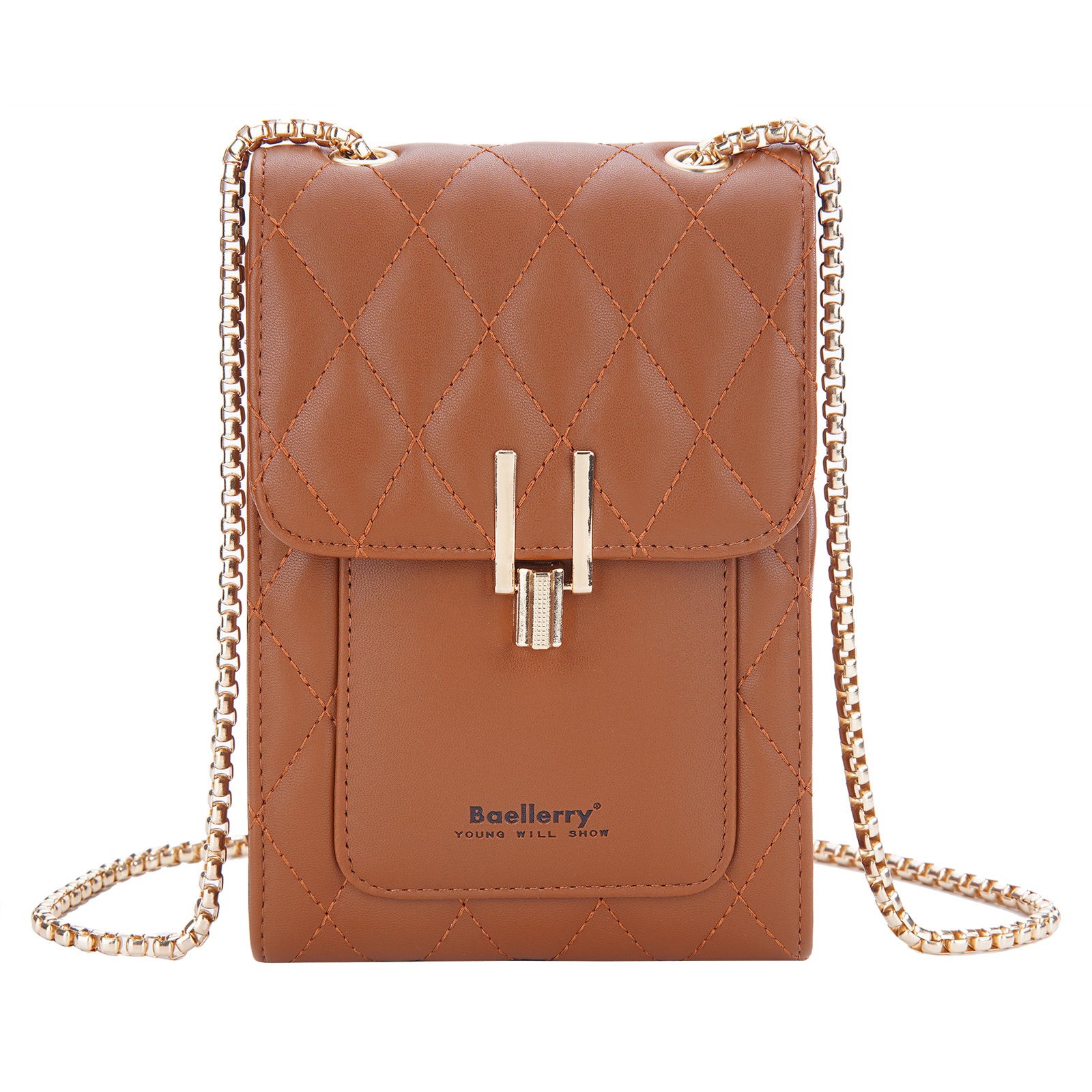 BAELLERRY N3247 Rhombus Stitching Lines Cellphone Bag Women Crossbody Mini Wallet