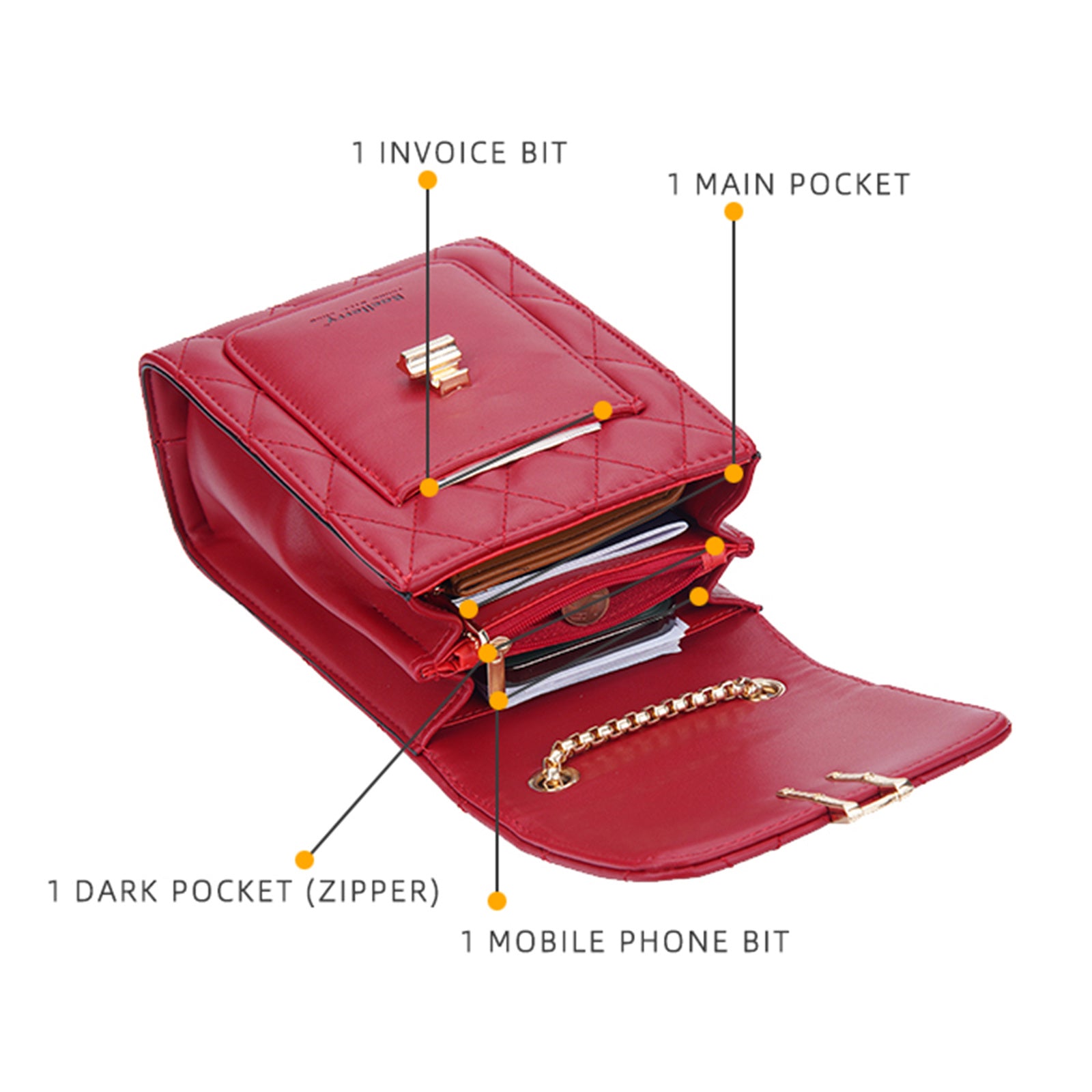 BAELLERRY N3247 Rhombus Stitching Lines Cellphone Bag Women Crossbody Mini Wallet