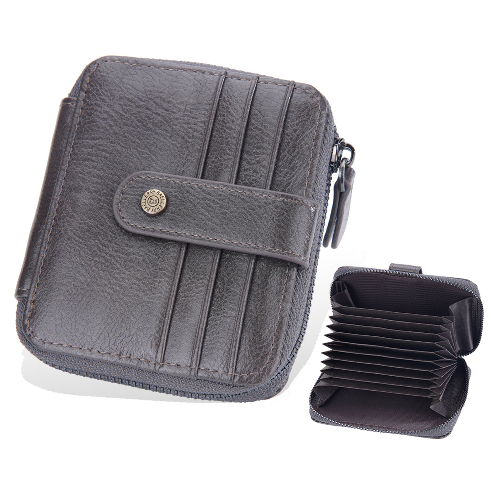 BAELLERRY D9322 Accordion Style PU Leather Retro Card Bag Zipper Coin Purse Cash Cards Storage Bag