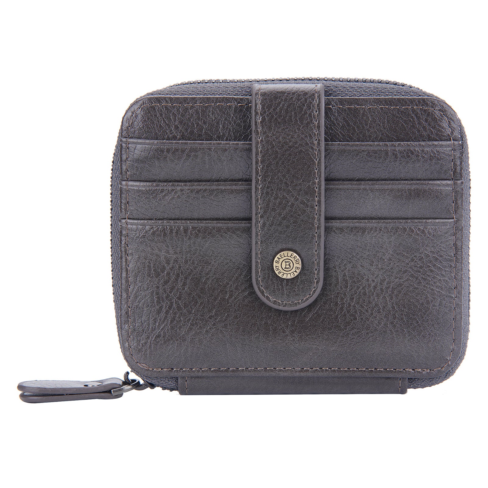 BAELLERRY D9322 Accordion Style PU Leather Retro Card Bag Zipper Coin Purse Cash Cards Storage Bag