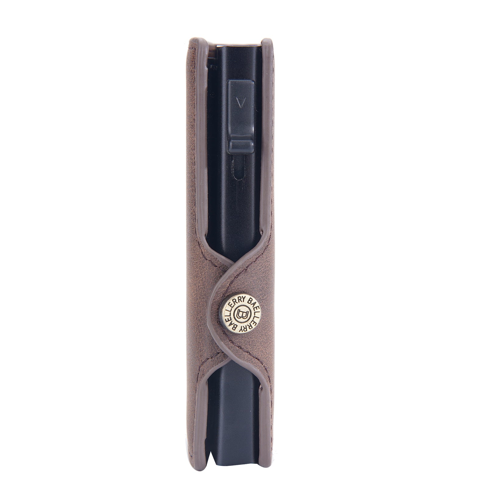 BAELLERRY K9296 Side Push Button Design RFID Blocking Card Holder Retro PU Leather Aluminum Alloy Men Credit Card Carrying Bag