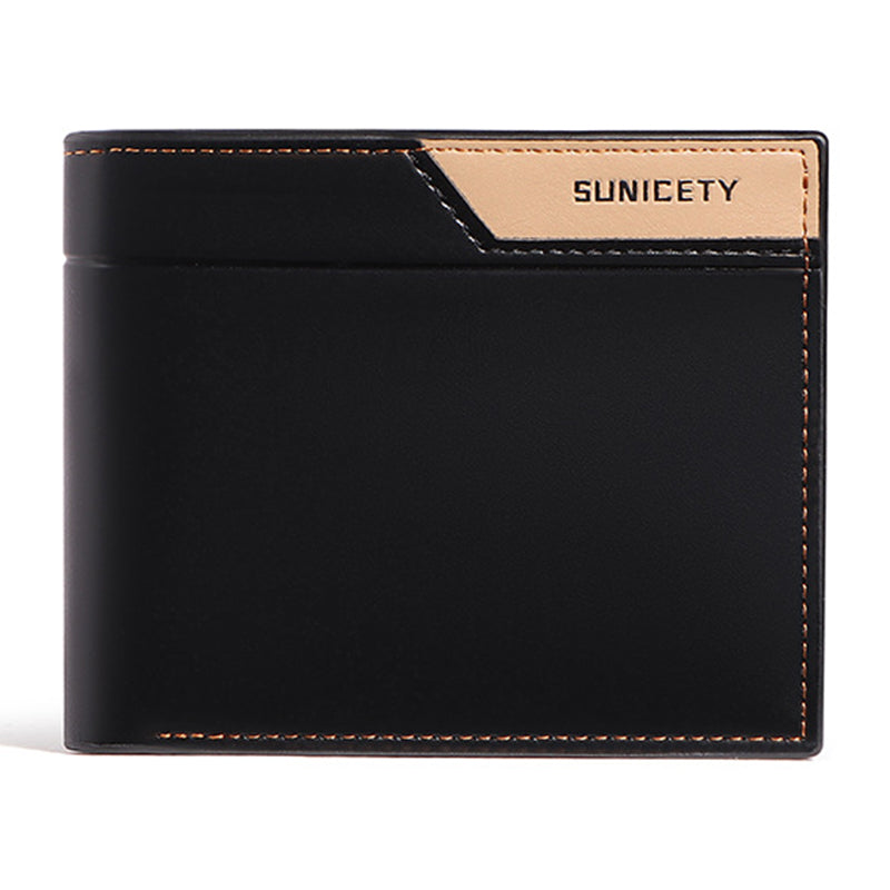 SUNICETY Men's Wallet RFID Blocking Card Storage Pouch Money Cash Coin Carrying Bag with Multiple Card Slots and Zipper Pocket
