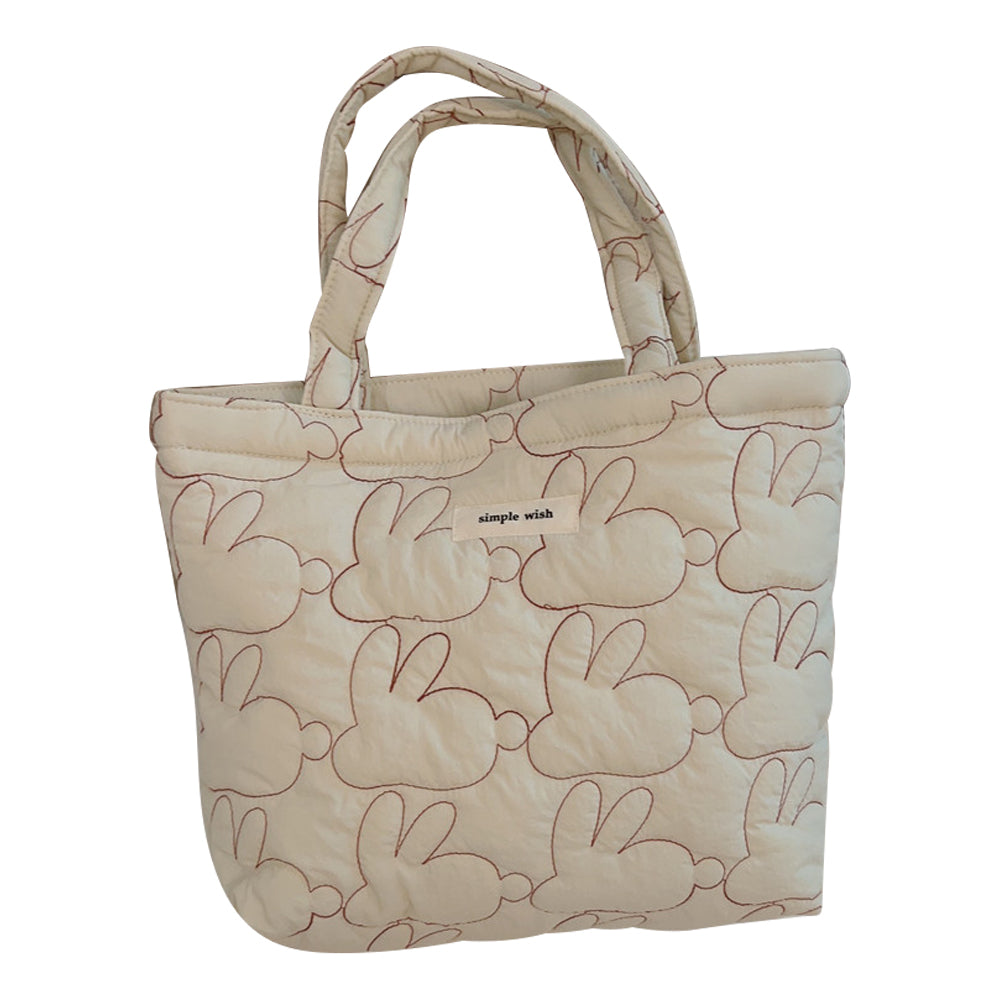 576 Rabbit Pattern Cotton Cloth Handbag Shopping Tote Bag Large Capacity Soft Travel Storage Hand Bag