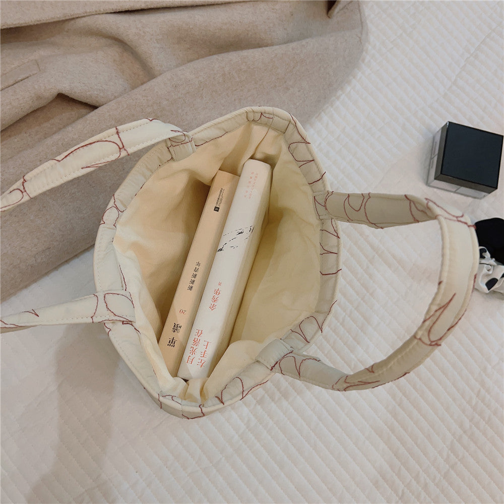 576 Rabbit Pattern Cotton Cloth Handbag Shopping Tote Bag Large Capacity Soft Travel Storage Hand Bag