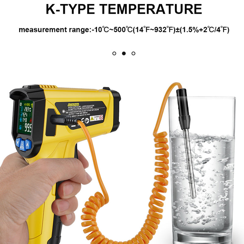 MESTEK 800B Infrared Temperature Measuring Device High-Precision Industrial Thermometer Handheld Thermometer with 12-Point Laser Positioning