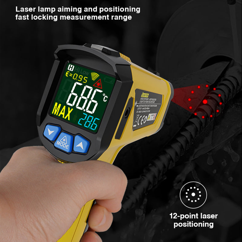 MESTEK 800B Infrared Temperature Measuring Device High-Precision Industrial Thermometer Handheld Thermometer with 12-Point Laser Positioning