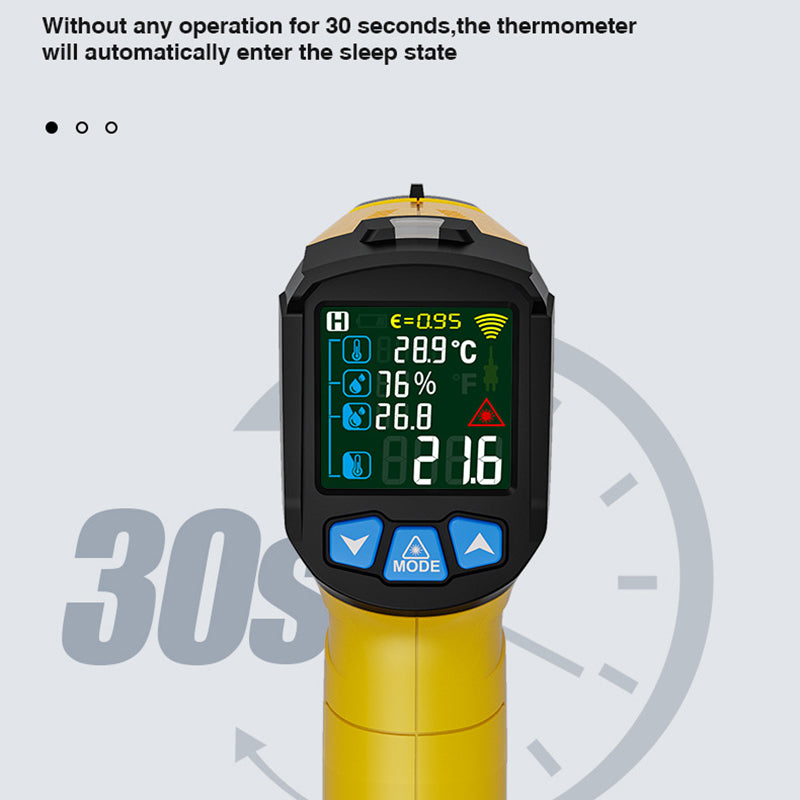 MESTEK 800B Infrared Temperature Measuring Device High-Precision Industrial Thermometer Handheld Thermometer with 12-Point Laser Positioning