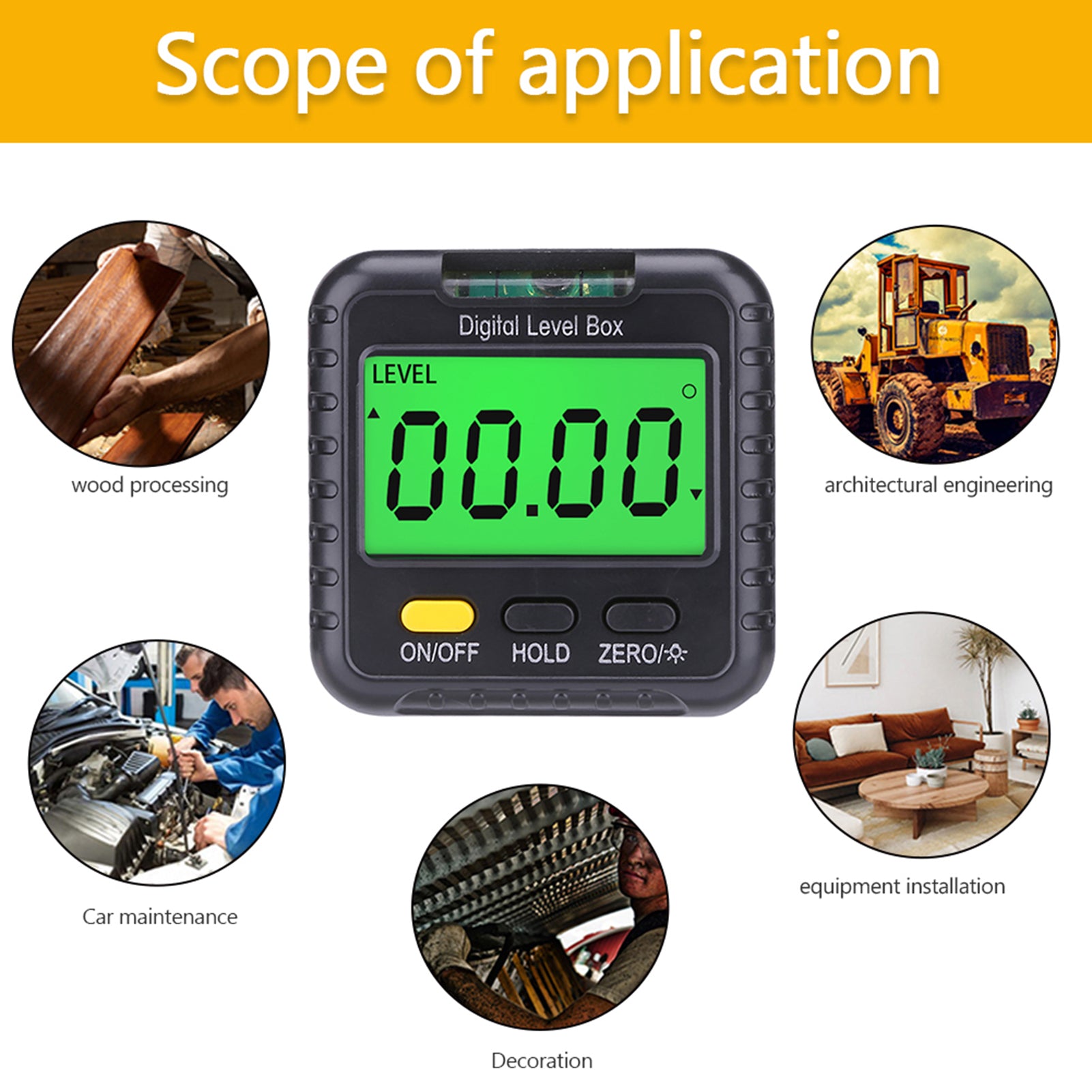 Digital Level Angle Detector Angle Gauge with Bubble Angle Measuring Tool for Carpentry Building