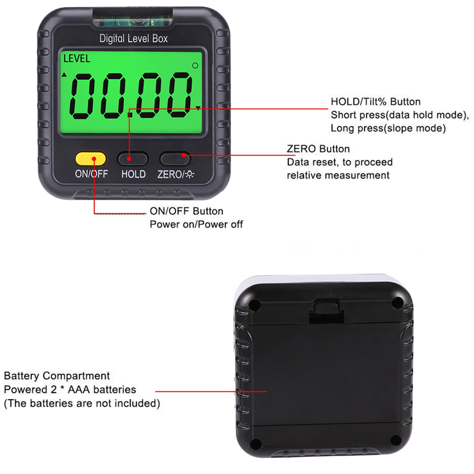 Digital Level Angle Detector Angle Gauge with Bubble Angle Measuring Tool for Carpentry Building