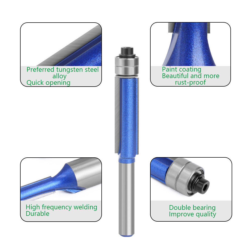 4Pcs Router Bit Set 1/4 Shank Milling Cutter Double Bearing Carving Cutter Woodworking Tools for Wood MDF Particleboard