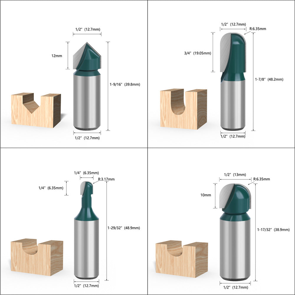 35Pcs Router Bit Set 1/2 Shank Milling Cutter Set Carving Machine Woodworking Tools Kit Carving Cutter