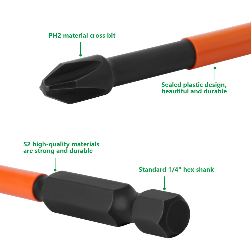 6Pcs 25/50/65/70/90/150mm Magnetic Cross Screwdriver Bit Electric Drill Bit Power Screwdriver Bit