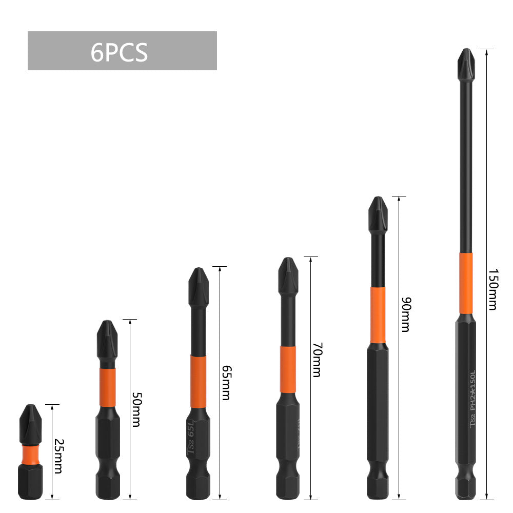 6Pcs 25/50/65/70/90/150mm Magnetic Cross Screwdriver Bit Electric Drill Bit Power Screwdriver Bit
