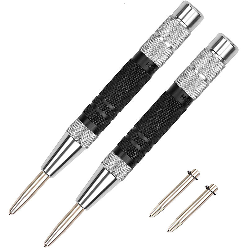 6-inch Super Strong Automatic Center Punch Set Steel Spring Loaded Center Hole Punch with Adjustable Tension Handheld Punch Tool for Metal Wood