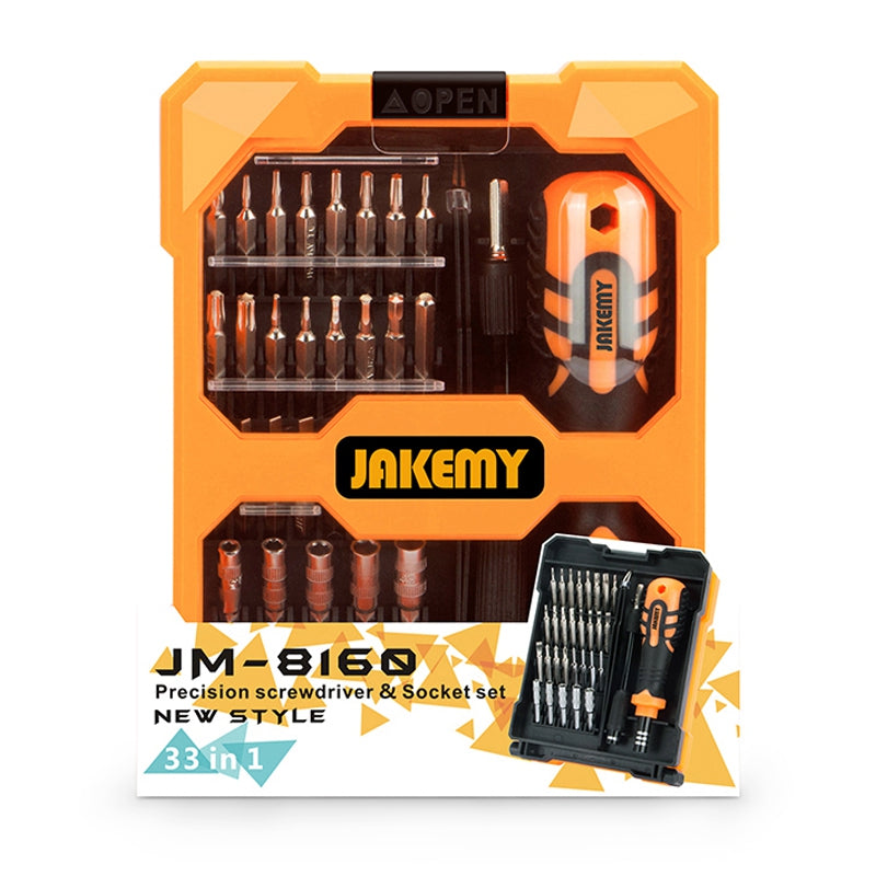 JAKEMY JM-8160 33-in-1 Multifunction Precision Screwdriver Socket Set for Watches Glass Combo Tool Bits