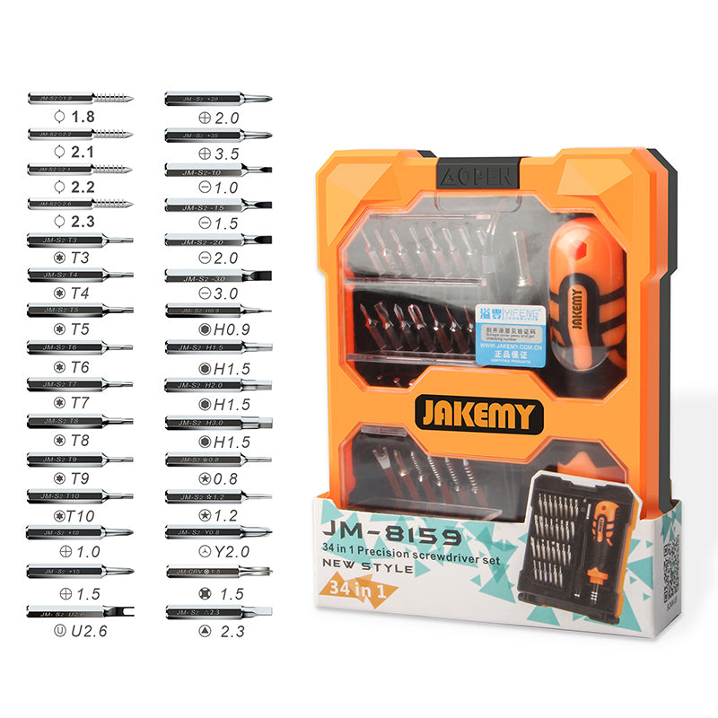 JAKEMY JM-8159 Portable 34-in-1 Precision Screwdriver Set Household Repair Tool Bits for Cellphones Laptops