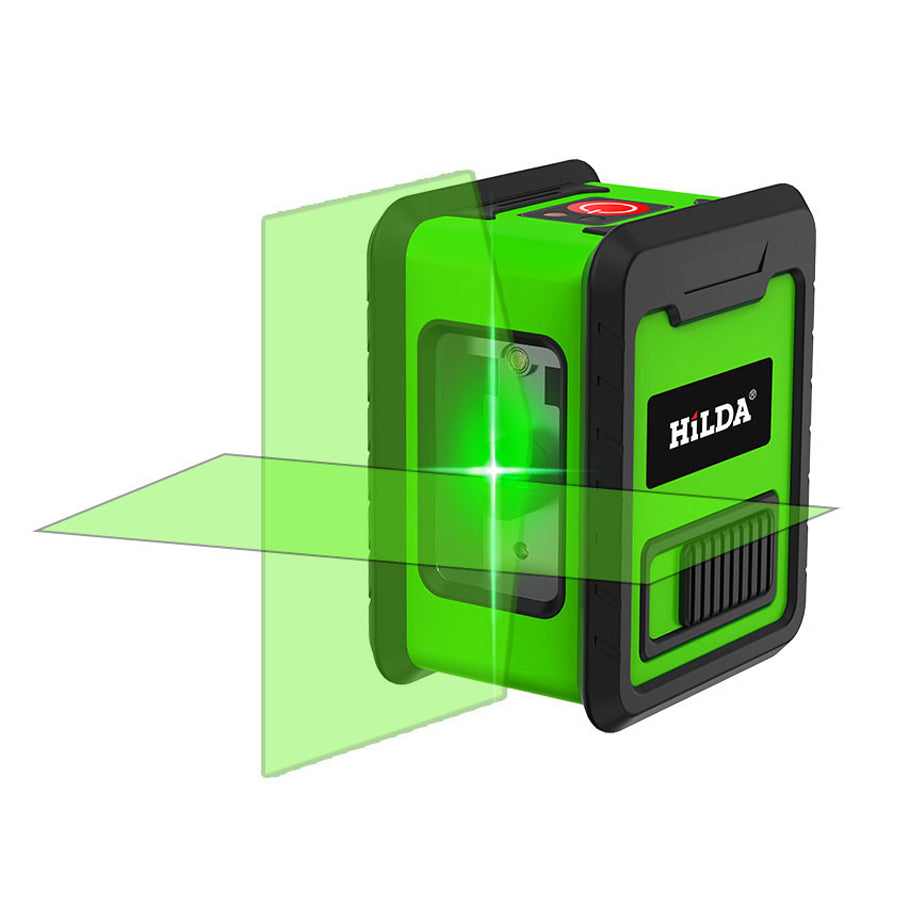 HILDA Laser Level Meter 2-Lines Cross Green Light Level Laser Horizontal and Vertical Laser Self-Leveling Tool