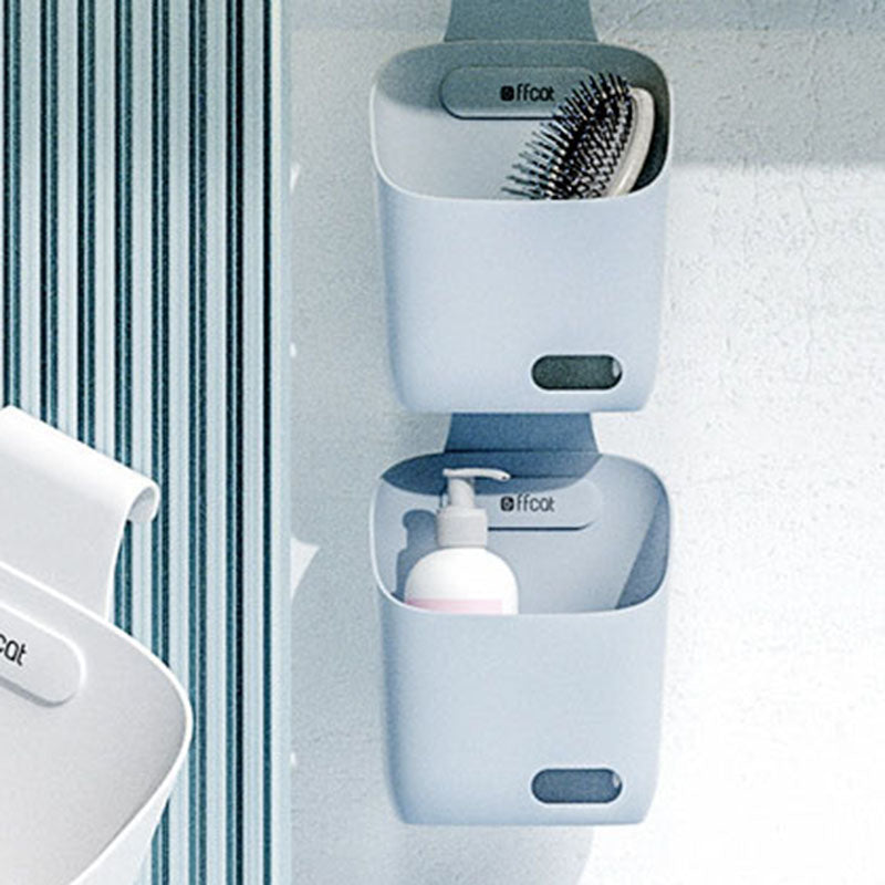 FFCAT Bathroom Shower Hanging Basket with Drain Hole Kitchen Plastic Sundries Storage Basket Bedroom Cosmetics Organizer Size S