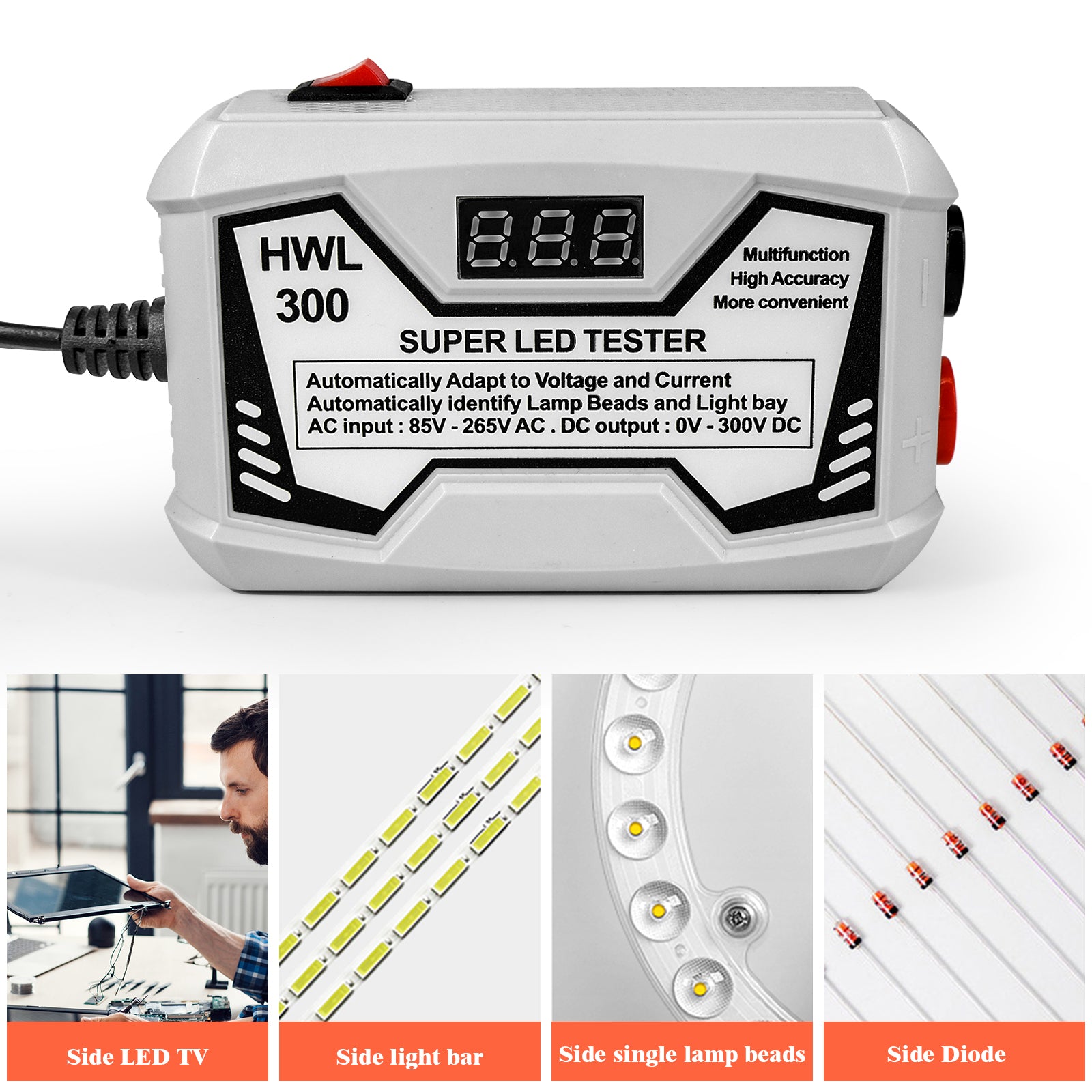 0-300V LED Lamp TV Backlight Tester Multifunctional LED Strips Beads Test Tool Measurement Instruments for LED Light (CE FCC Certified)
