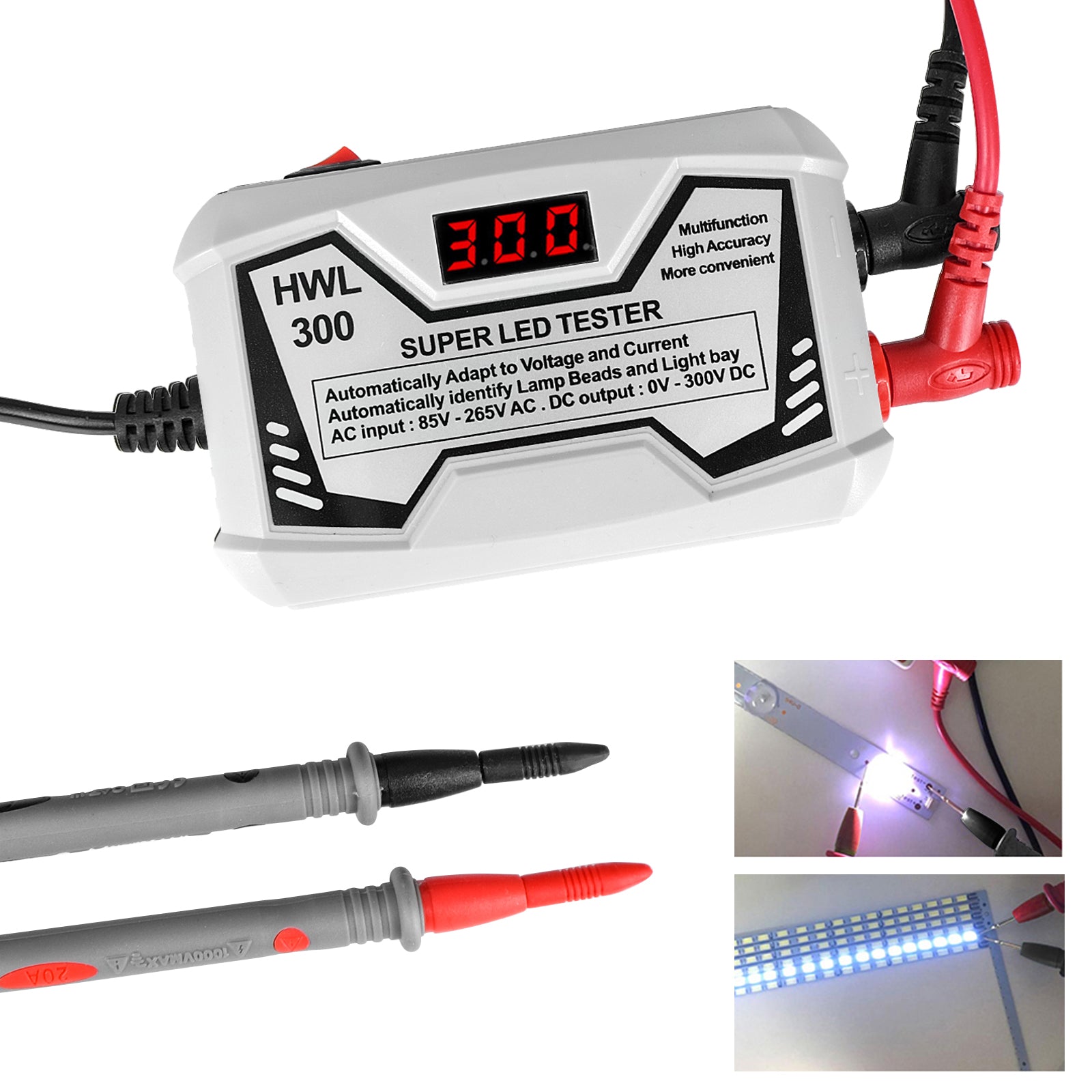 0-300V LED Lamp TV Backlight Tester Multifunctional LED Strips Beads Test Tool Measurement Instruments for LED Light (CE FCC Certified)