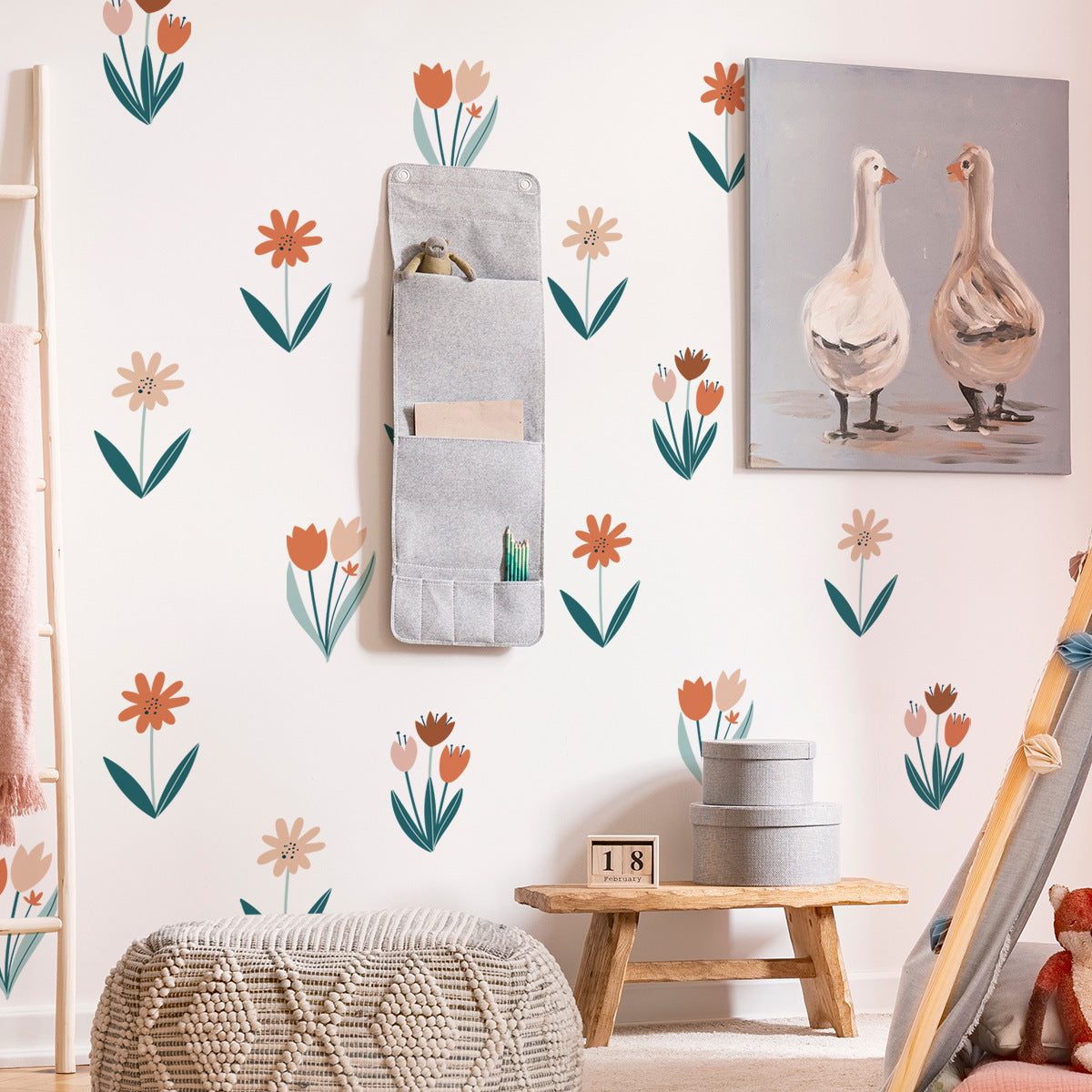 MS1538--YY Home Background Wall Sticker Flower Pattern Living Room Bedroom PVC Decal Wallpaper (No EN71 Certification)