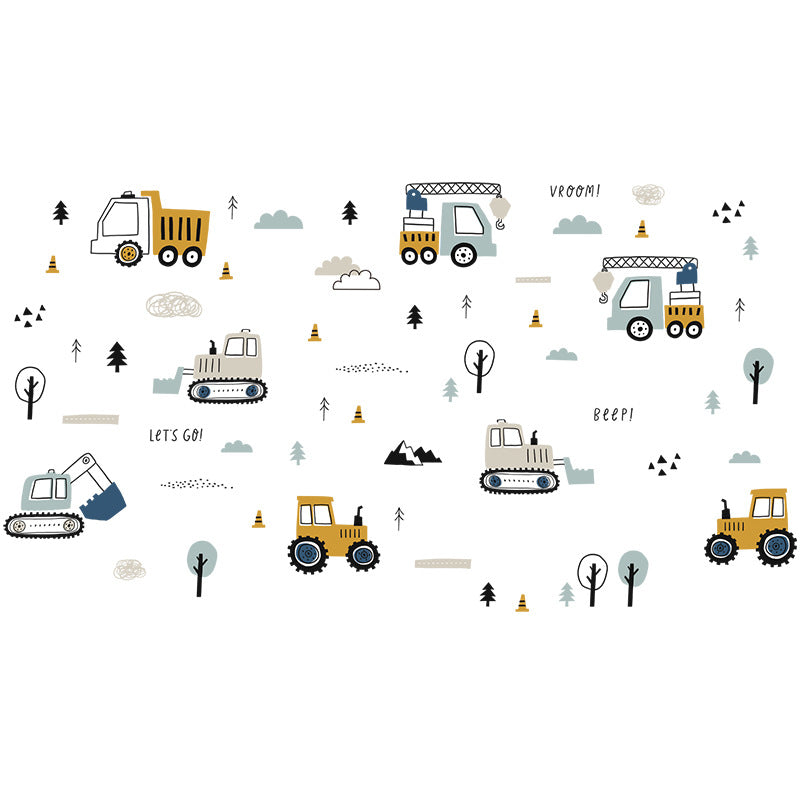 BR459 3Pcs/Set Cartoon Engineering Vehicle PVC Wall Stickers Removable DIY Wall Decal Home Decor for Kids Room (No EN71 Certification)