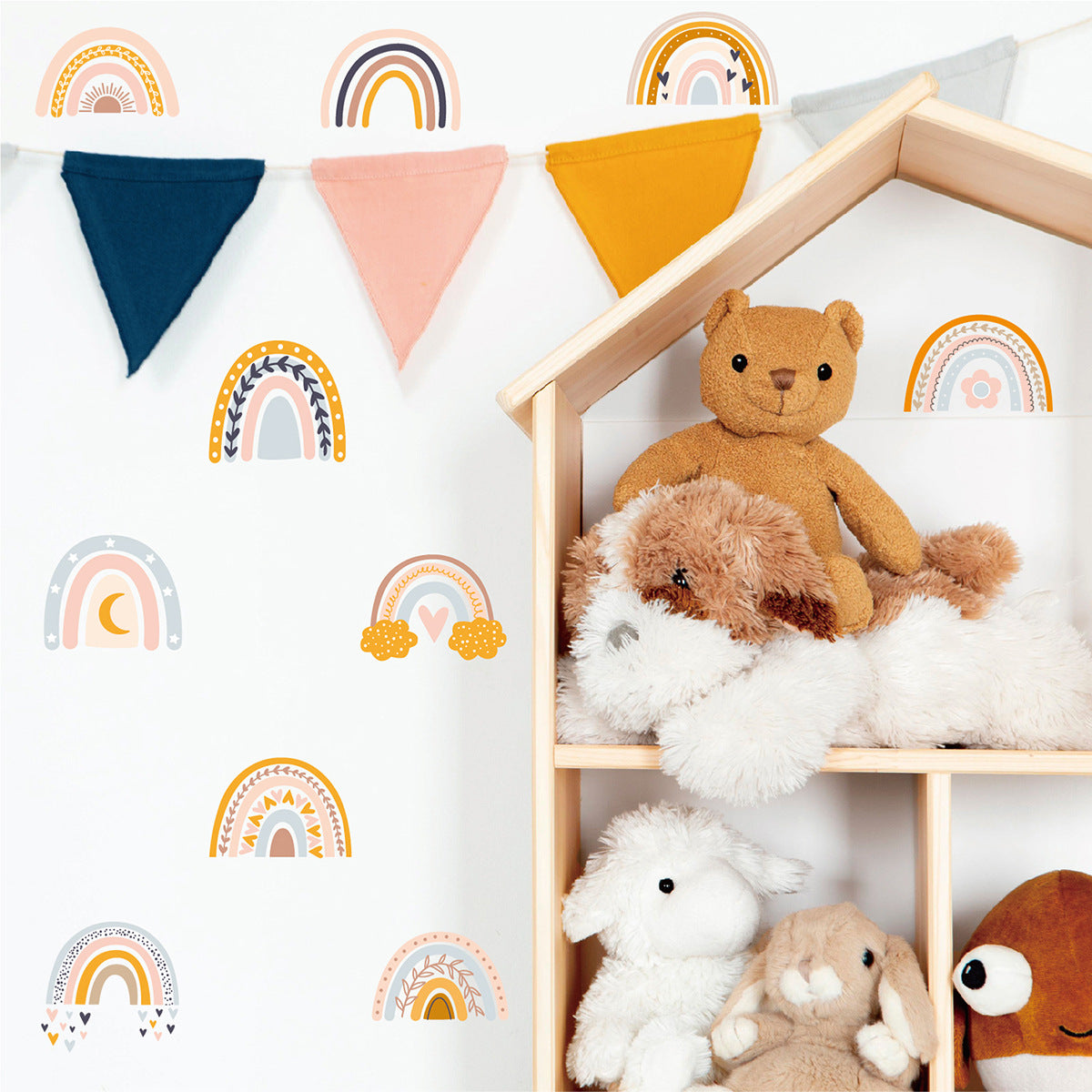 36Pcs/Set Boho Cartoon Rainbow Wall Stickers for Kids Room Girls Bedroom Wall Decor Removable PVC Wall Decals (No EN71 Certification)
