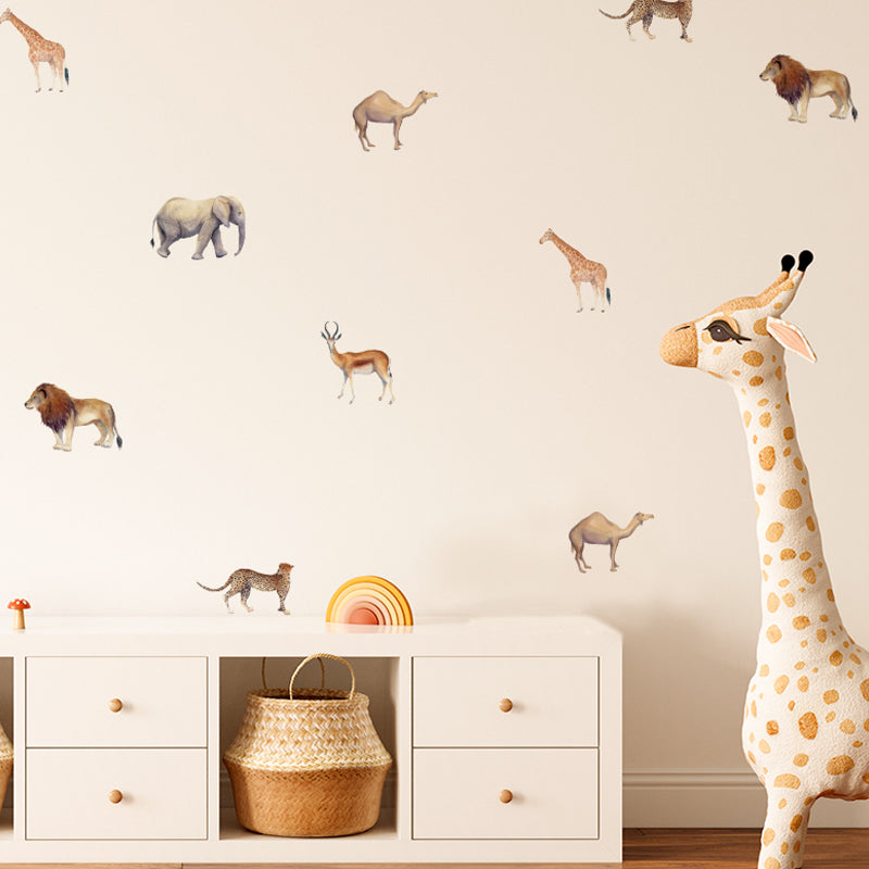 18Pcs/Set Cartoon Animal Wall Stickers Kids Room Giraffe Lion Elephant PVC Decal (No EN71 Certification)