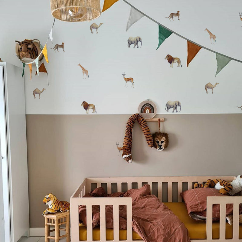 18Pcs/Set Cartoon Animal Wall Stickers Kids Room Giraffe Lion Elephant PVC Decal (No EN71 Certification)