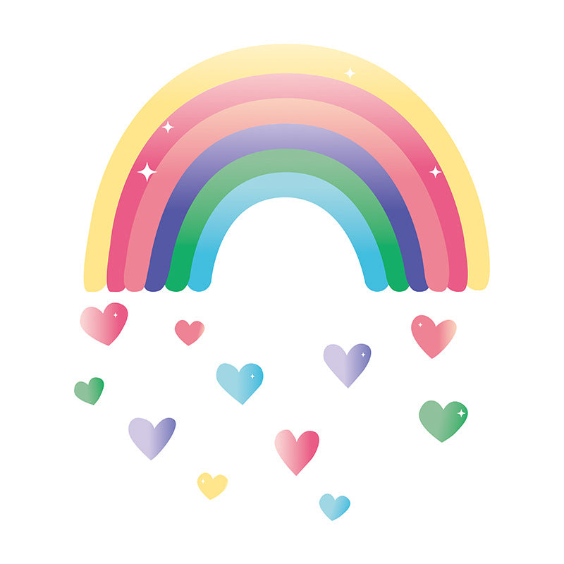 FX-F08 1 Set Removable Nursery Wall Decal Stickers Cartoon Rainbow Colourful Love Heart Wallpaper Children Room Art Decor (No EN71 Certification)