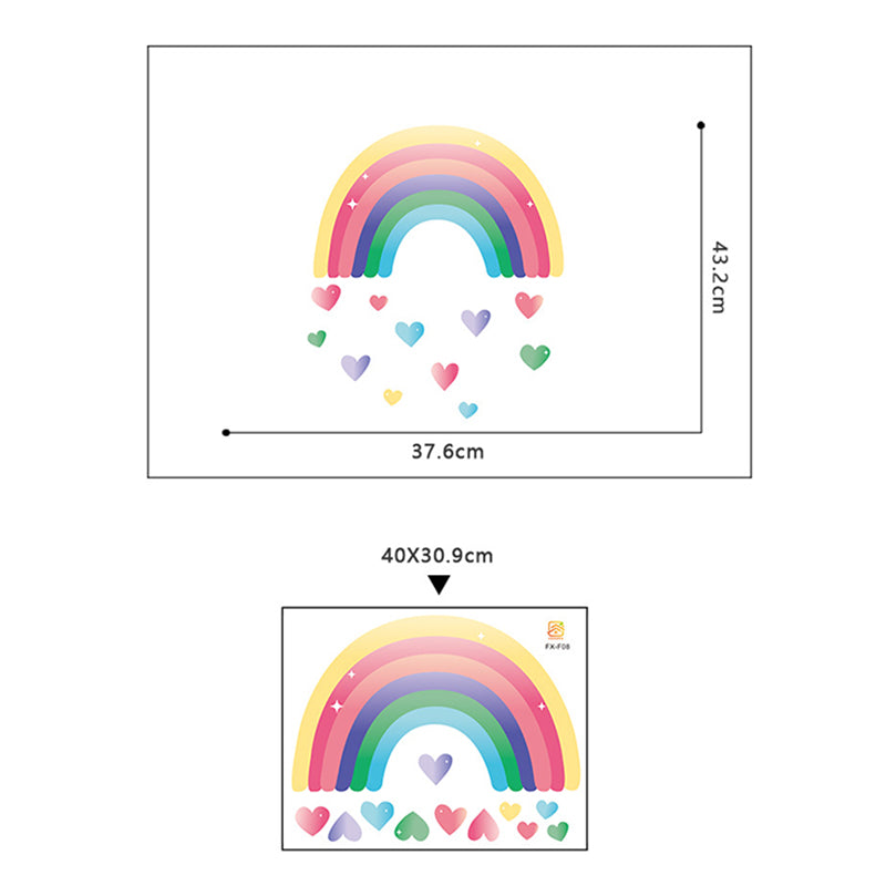 FX-F08 1 Set Removable Nursery Wall Decal Stickers Cartoon Rainbow Colourful Love Heart Wallpaper Children Room Art Decor (No EN71 Certification)